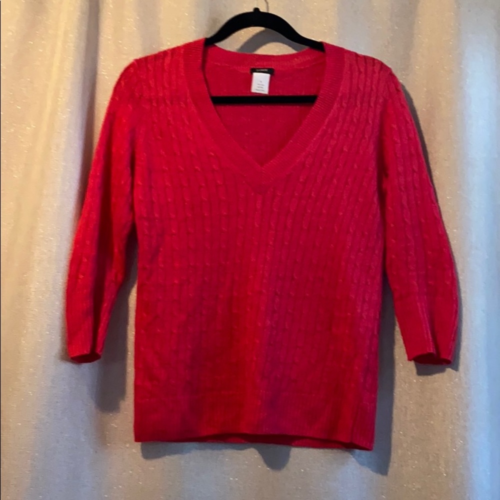J. Crew small pink cable knit 3/4 sleeve sweater